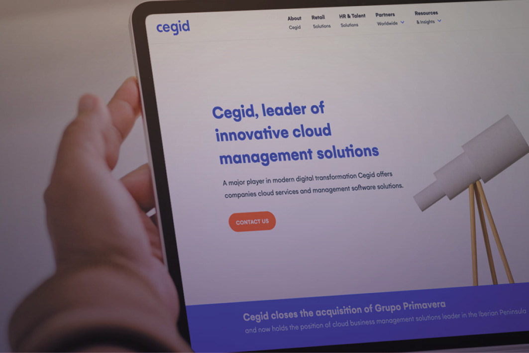 Cegid website shown an a computer laptop screen
