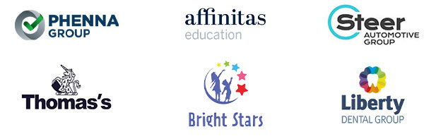 Logos: Phenna, Affinitas Education, Steer, Thomas's, Bright Stars, Liberty Dental Group