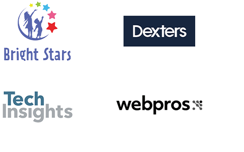Current investment logos – Bright Stars, Dexters, TechInsights and Webpros
