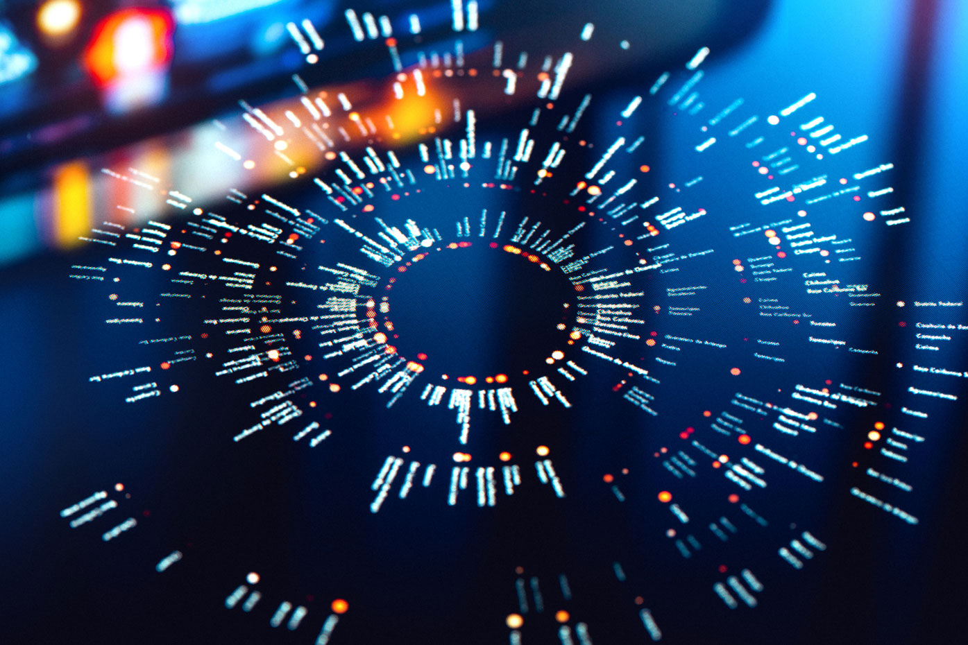 Big Data Technologies. Futuristic Interface on digital monitor