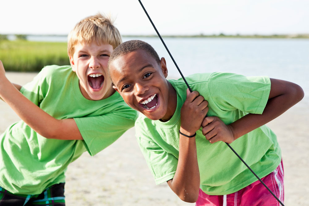 Two boys on sailing day