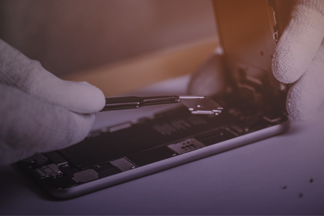 A mobile phone being repaired