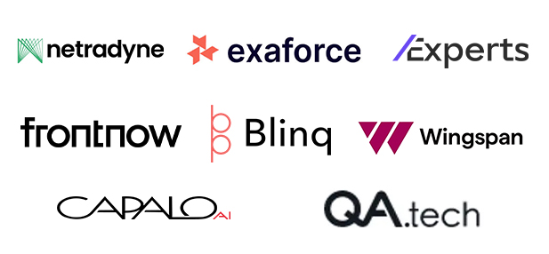 Logos: Netradyne, Exaforce, SlashExperts, Frontnow, Blinq, Wingspan, Capalo and QA.tech