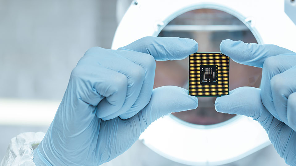 Engineer with microchip