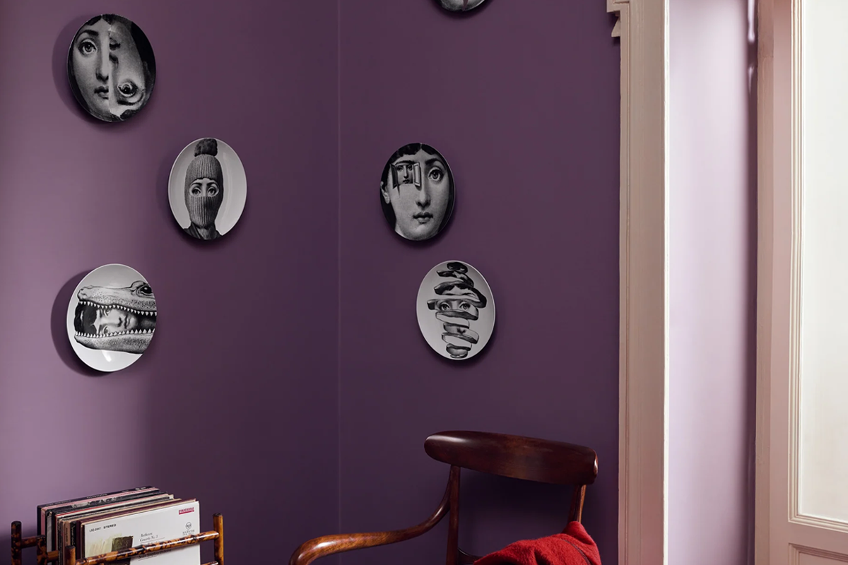 Circular pictures hanging on a wall in a room